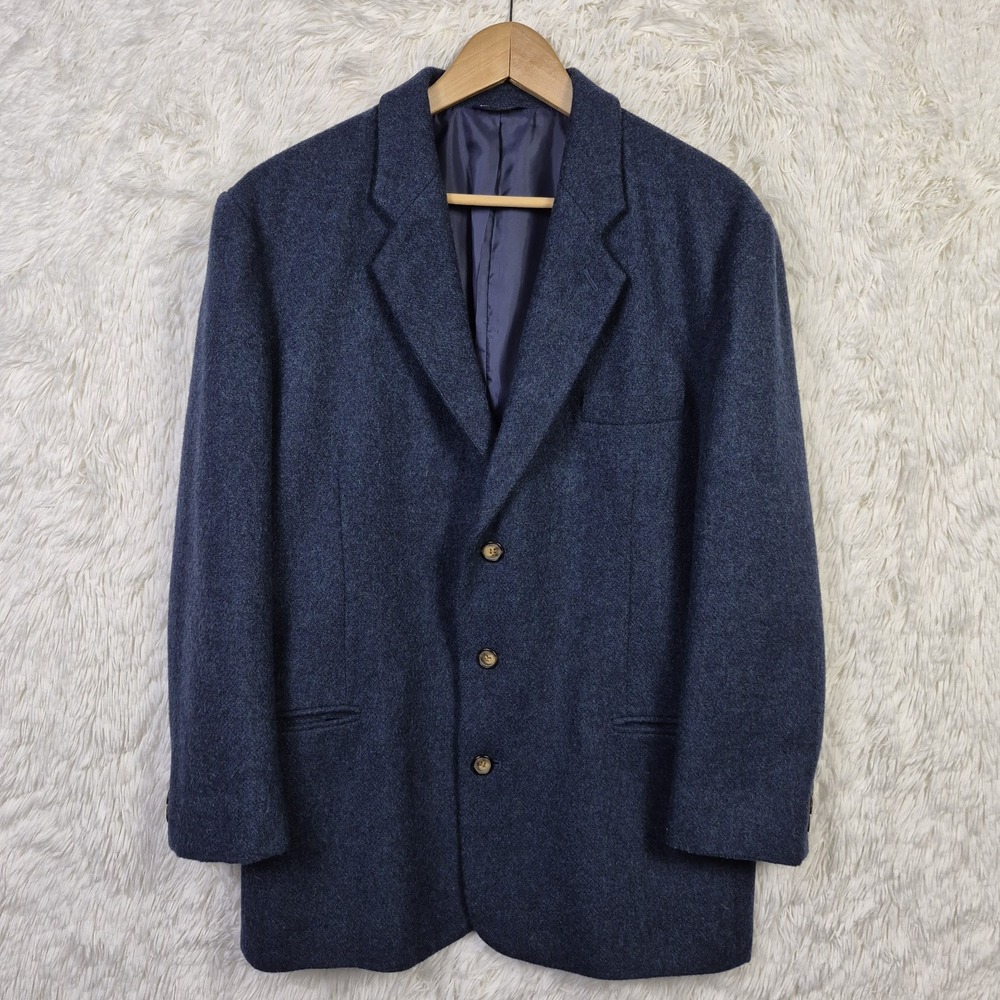 Vtg 90's GAP Mens Teal Blue Wool Blend Sport Coat Blazer Size M Tweed Preppy